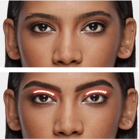 Red LED Light Up Eyelashes Eyeliner Body Jewelry Makeup Stick On 7 Light Modes - Picture 3 of 11